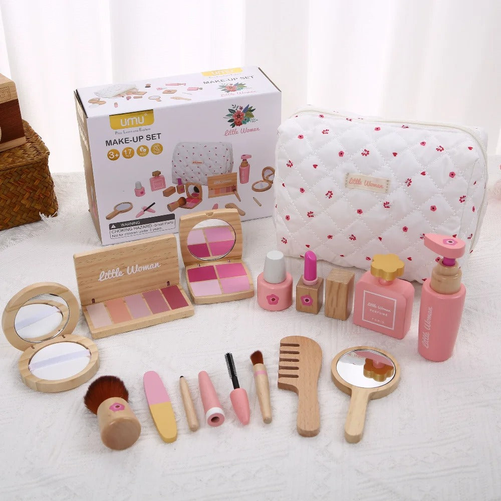 Drveni Set za Šminkanje i Ulješpavanje s Torbicom – Vanity Beauty Set