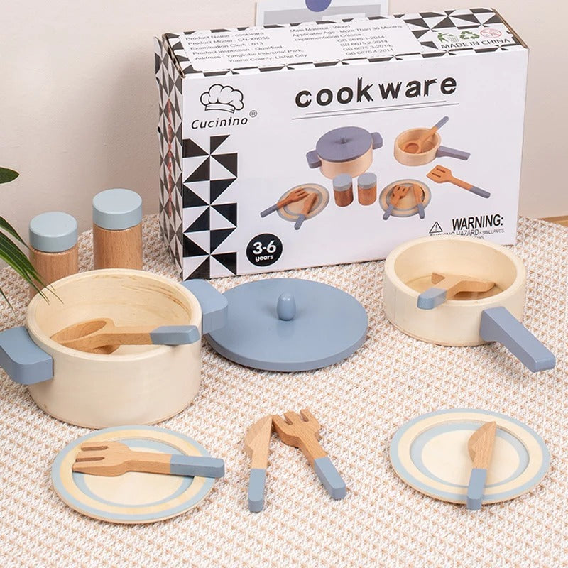 Mali Chef – Drveni kuhinjski set posuđa i pribora za jelo