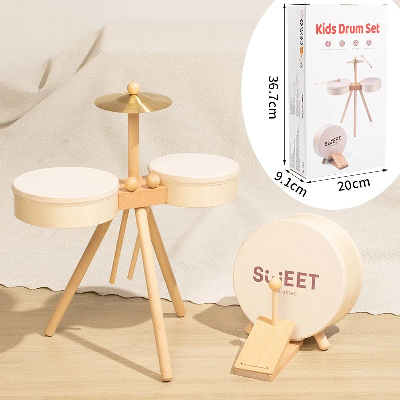 Drveni Bubnjarski Set s Pedalom – Edukativni Glazbeni Instrument za Djecu